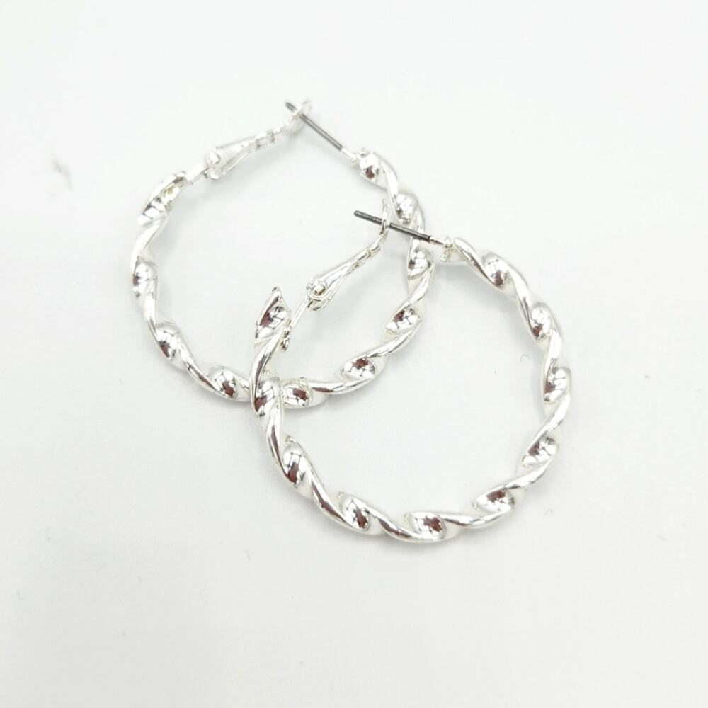 Mixit Silver Twisted Hoop Earrings